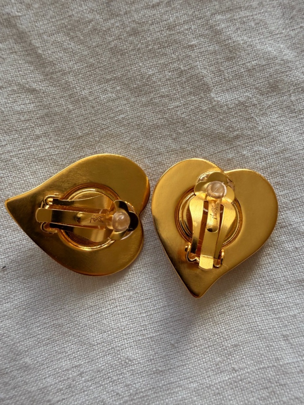 💜Yves Saint Laurent Gold Heart Earrings with Purple Cabochons✨ - Picture 9 of 9